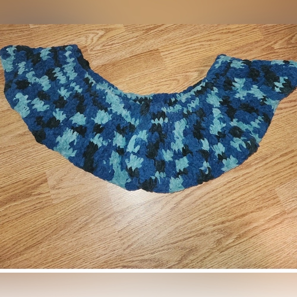 Handmade Blue and Black Knit Scarf